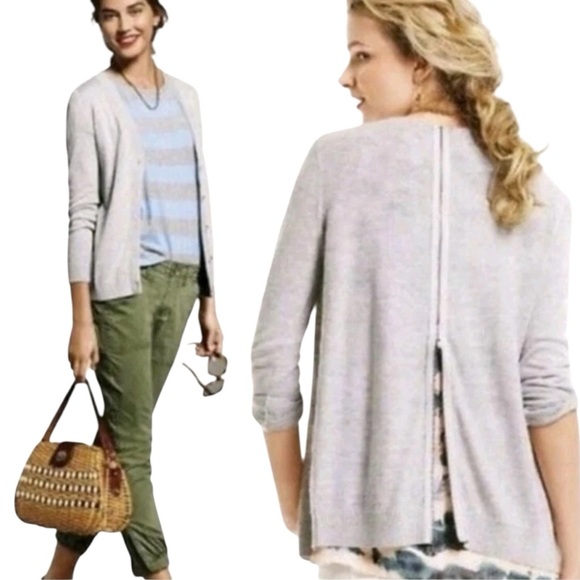 CAbi Sweaters - CAbi “Cobblestone” Light Gray Cardigan with Back Zipper (N-1)